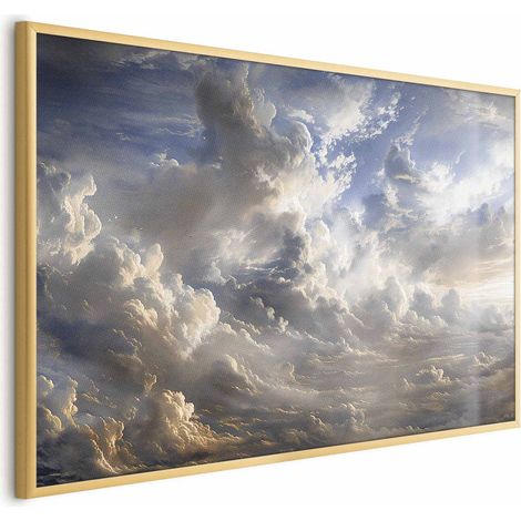 Plakat – Goldene Spiegelungen in den Wolken kündigen die Dämmerung an (1/4)