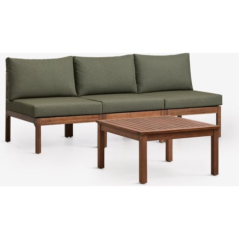 Set soggiorno con divano modulare a 3 pezzi e tavolino in legno di acacia Branson SKLUM (1/5)