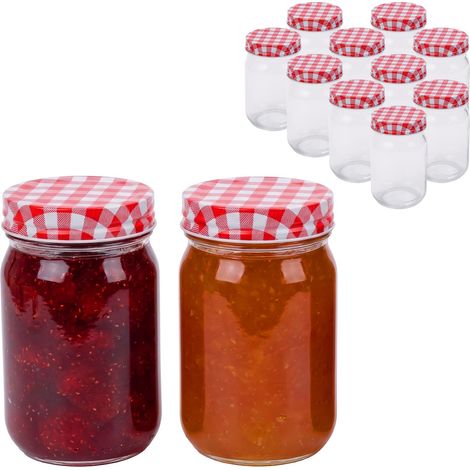 Tarros para conservas Relaxdays, juego de 12, 400 ml, tapa Twist-Off, para mermelada y compota, grandes, transparentes