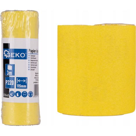Papier abrasif geko p220 115 mm x 3 m granulation 180-240 (1/3)