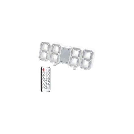 Horloge Murale Numérique LED 3D Réveil Lumineux Fonction sans Bruit Snooze Luminosité Réglable 12/24 Heure Affichage Date/Température Bureau Cuisine Salon Chambre 24.6cm avec Télécommande