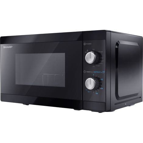 SHARP YC-MG01E-B Four à micro-ondes 20 litres avec fonction grill, 5 niveaux de puissance, fonction défrost, plateau rotatif 255 mm, noir (YC-MG01E-B) (1/5)