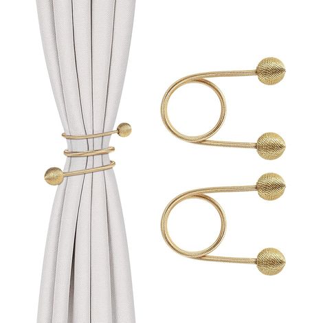 2 Pièces Attaches Rideaux, Corde Tressée Déformable, Finition Métallique, Pour Salon et Chambre (1/5)