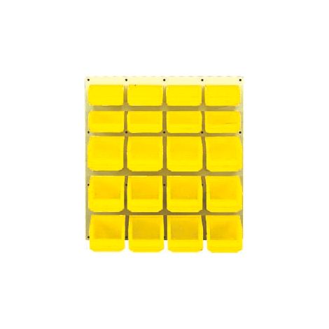Panneau mural équipé de 8 bacs 0,3L et 12 bacs 1L jaunes - 5050033