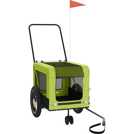 Maison Exclusive - Fahrradanhänger Hunde Grün und Schwarz Oxford- (1/5)