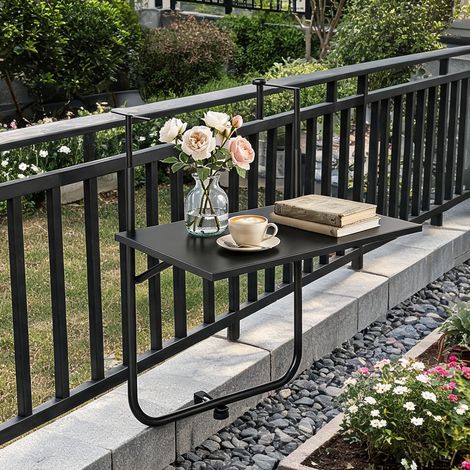 Table de balcon fixable au garde-corps 6-15 cm métal 62 x 60 x (1/5)