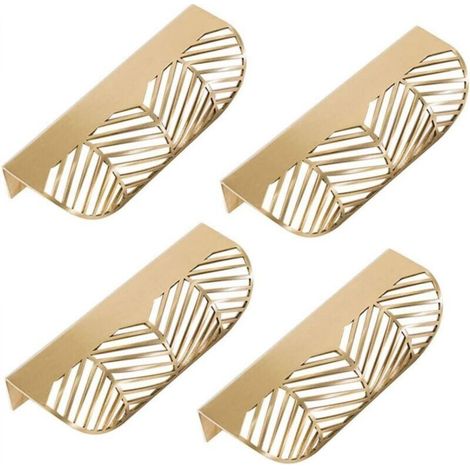 Leaf Shape Drawer Handle Brass Furniture Door Knob Pull Cabinet Wardrobe Door Handle L117 (11.7 x 2.3 x 4.3 cm, 4PCS L117) (1/5)