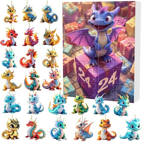 Calendrier De Lavent - 24 Portes - Jouets Dinosaures En Plastique - Décoration Intérieure De Noël - 1 Pièce (1/5)