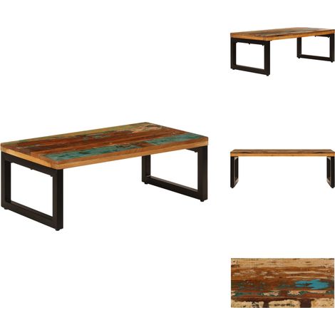 Table basse 100x50x35 cm Bois de récupération solide et acier - Table Basse - Meuble Design - Table D'appoint - Mobilier Intérieur - Bois Recyclé (1/5)
