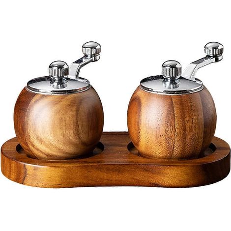 2 pièce spherical moulin à poivre hand cranked ceramic core moulin poivre poudre sel multi purpose moulin cuisine outil (1/5)