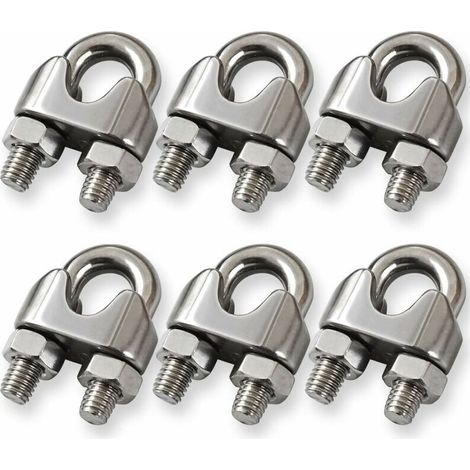 Lot de 6 serre-câbles M10 de 9,5 mm en acier inoxydable 304