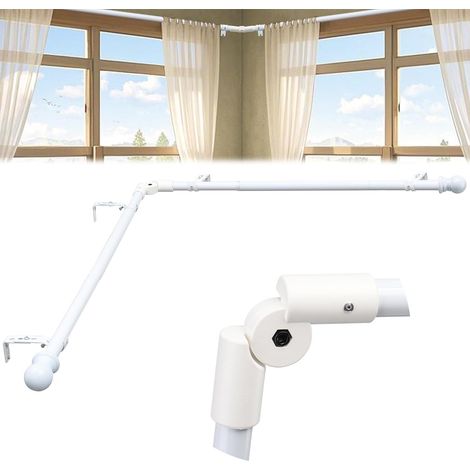 Bastone Tende Angolare Regolabile Resistente 76-345 cm Bianco (1/5)