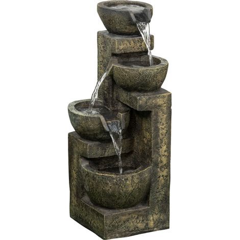 Echoo – Fontaine de jardin 4 niveaux réglables – Design vintage en résine synthétique – Dimensions 25L x 24B x 60H cm – Câble 1,9 m (1/5)