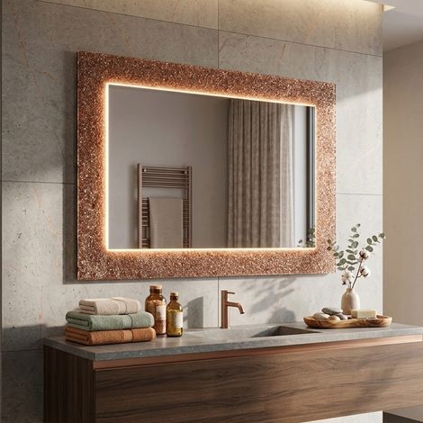Rechteckiger Spiegelrahmen Gussglas Bronze 98X70