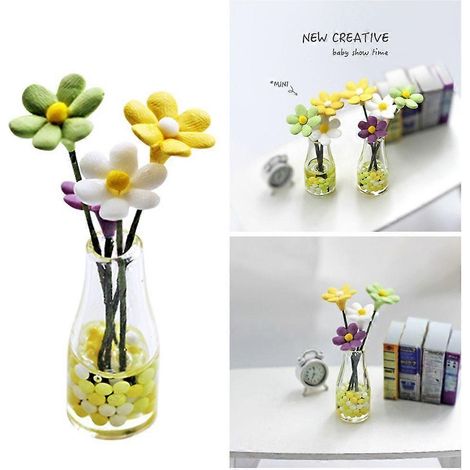 Vase en verre coloré, mini vase de poupée, décoration pour la maison ou le bureau. (1/4)