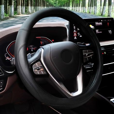 Coprivolante: accessorio universale per auto per molti veicoli, copertura in pelle resistente con interno antiscivolo, adatto per volanti con un (1/4)