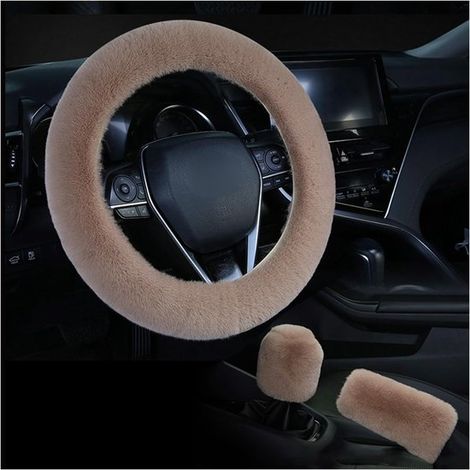 Set di 3 coprivolante per auto in morbida pelliccia: coprivolante soffice e morbido per le calde giornate invernali, coprivolante da 15 pollici con superficie antiscivolo. (1/4)