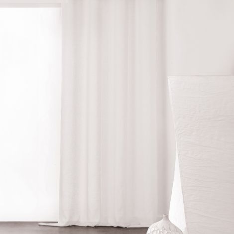 Voilage à Galon Fronceur Semi-Transparent Blanc 240x260 cm (1/2)