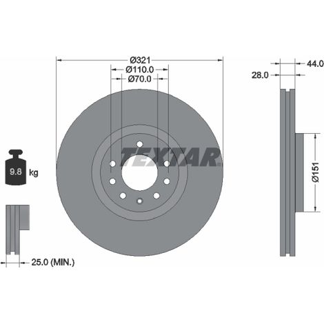 Lot de 2 Disques de frein Textar 92149803 HSV 569017 93185817 95526650