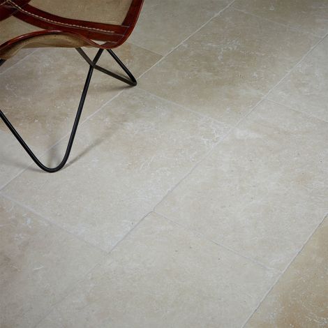 Carrelage Travertin 1er choix 61x40,6x1,2 cm – Beige Light – Surface 0,2476 m² – Compatible chauffage au sol (1/5)