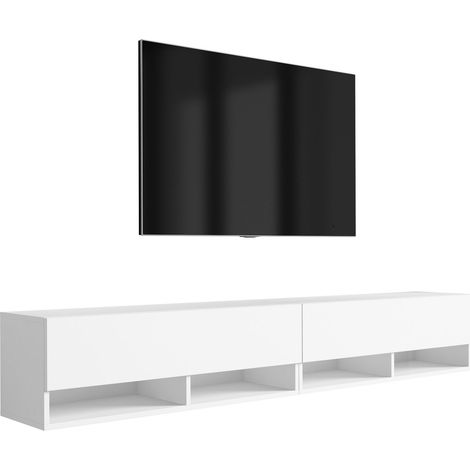 Meuble TV : (2 x 100) Blanc Mat, 200 × 32 × 34 cm (1/5)