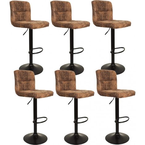 JULIO - Lot de 6 Tabourets Simili Marron Camel (1/5)