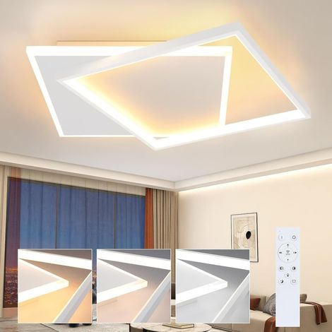 GBLY LED Deckenleuchte Dimmbar Deckenlampe Wohnzimmer - 44W Wohnzimmerlampe Modern im Quadratisch Design Schlafzimmerlampe Weiß Dimmbar mit Fernbedienung für Büro Küche Esszimmer - 44  40CM