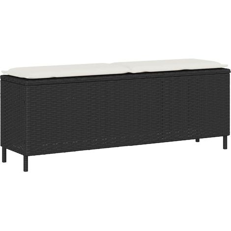 Gartenbank mit Kissen Schwarz 110x30x40,5 cm Poly Rattan