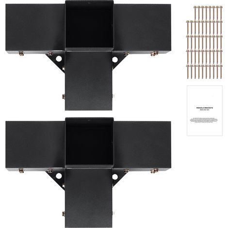 Mophorn 4''x4'' Pergola-Halterungssatz (innen 3,6'' x 3,6''), robuste 4-Wege-Eckhalterung für Heimwerker-Holzarbeiten, einfache Installation für Pavillons, Terrassenpergolen, Blockhütten im Freien