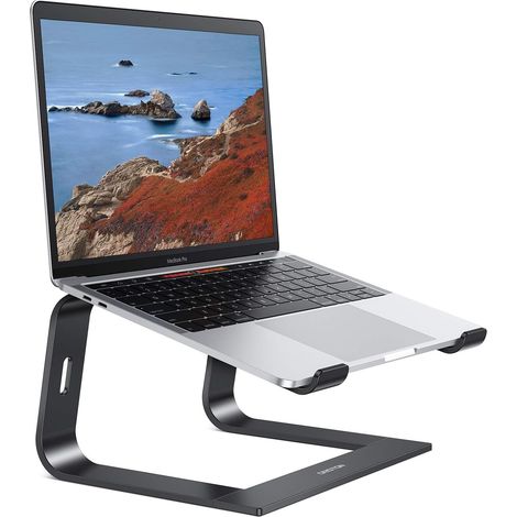 Support Ordinateur Portable - Alliage D Aluminium - Refroidissement Ergonomique - Compatible Tous Laptops 10 À 17 Pouces - Noir - 1 Pièce (1/5)