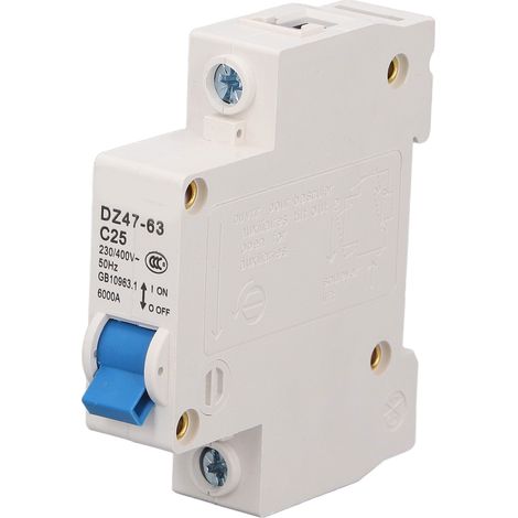 Mini-Leistungsschalter (1-polig) für DIN-Schienenmontage, 6000 A Abschaltvermögen, 230 V/400 V, 25 A (1/5)