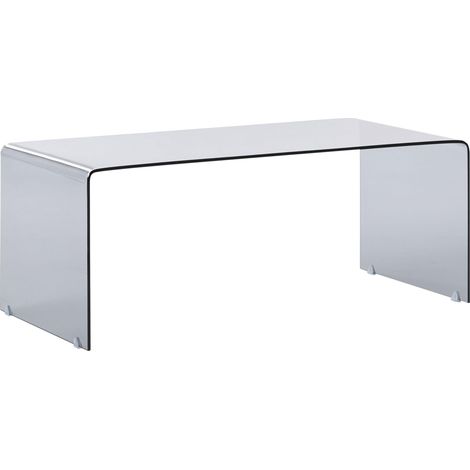 Table Basse Moderne Minimaliste en Verre Rectangulaire Transparente Noire Kendall (1/5)