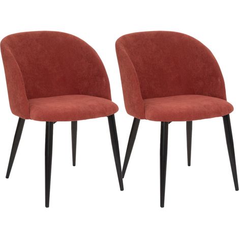 Lot de 2 fauteuils imitation chêne "Céleste" en velours côtelé Atmosphéra - Terracotta