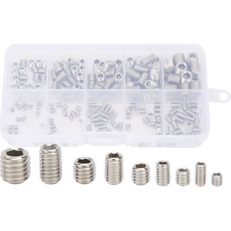 Assortiment de 200 vis sans tête à six pans creux en acier inoxydable pour machines (1/5)