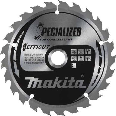 Cuchilla de metal duro MAKITA EFFICUT madera - Ø165mm - B-62985