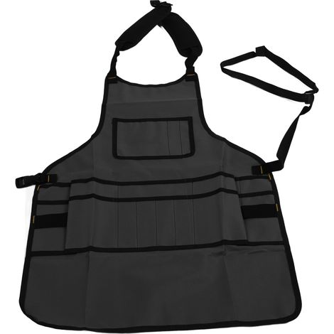 Tablier de travail multipoches imperméable en tissu Oxford, sac à outils gris pour jardinage et entretien automobile