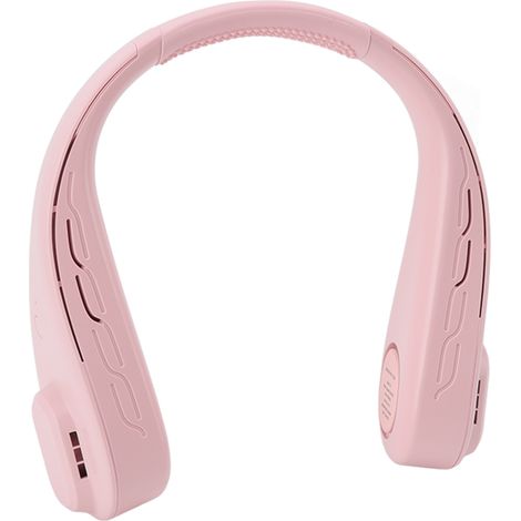 Ventilateur de cou portable sans pales, rechargeable USB, 3000mAh, 3 vitesses, silencieux et léger, rose (1/5)