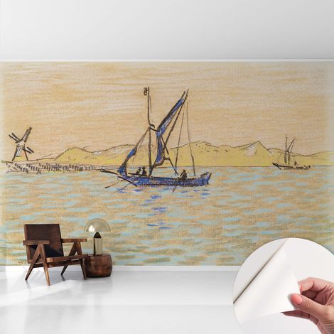 Selbstklebend Tapete - abwaschbar - Raumgestaltung  Schlafzimmer Wohnzimmer Tapete Ruhe am Meer 416x254 cm (1/5)