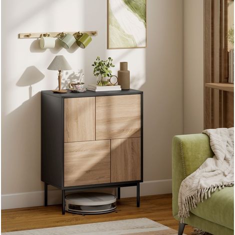 Aparador mueble almacenaje 4 puertas madera metal OKMYHOME (1/3)