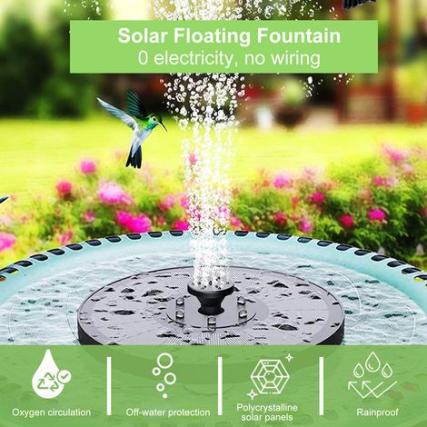 Ortviai Fontaine solaire flottante pour piscine extérieure ou bassin de jardin – Panneau polycristallin, hauteur de jet 50 cm, 13 cm