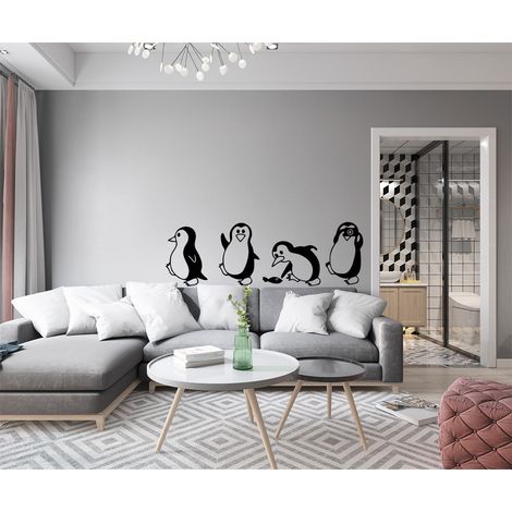 PENGUINS - Adesivo murale wall sticker in vinile 40x125 cm - Colore: nero (1/2)