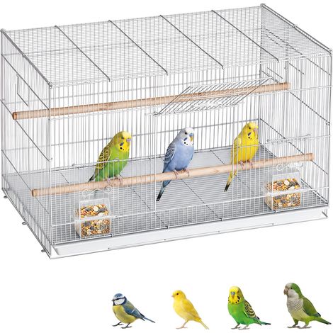 VEVOR Gabbia per Uccelli, 760 x 460 x 455 mm Piccola Gabbia per Parrocchetti, Robusta Gabbia per Uccelli in Metallo, 2 Trespoli e 2 Tazze per l'Alimentazione, per Pappagalli per Canarini, Inseparabili (1/5)