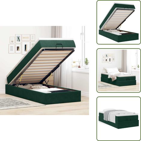 Cama hidráulica - vidaXL Estructura de cama otomana colchón terciopelo verde oscuro - Cama con muelles ensacados