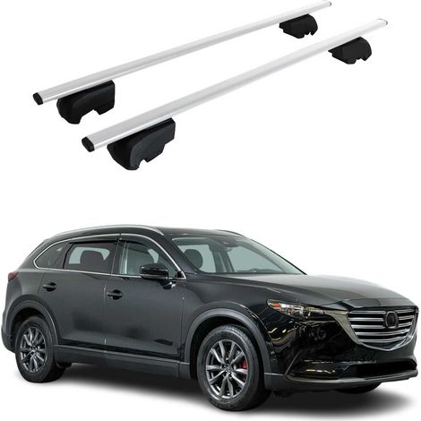 OMAC Barres de toit pour Mazda CX-9 II 2016-2024 – City Crash tested – ISO PAS 11154:2006 – Antivol inclus – Charge max 75 kg – 2 barres Argent (1/4)