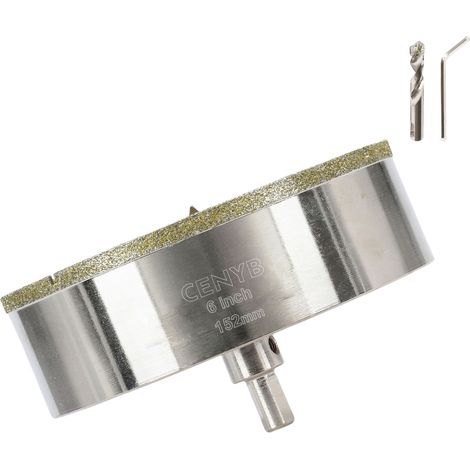 6 Pouces 152mm scie cloche carrelage foret diamant carrelage avec foret de centrage Revêtue de diamant Adaptée pour Verre Marbre Porcelaine et Céramique (1/5)