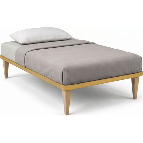 Letto 1 Piazza e Mezza con Rete Rivestita 120x200 cm Microfibra Ocra Tessis (1/5)