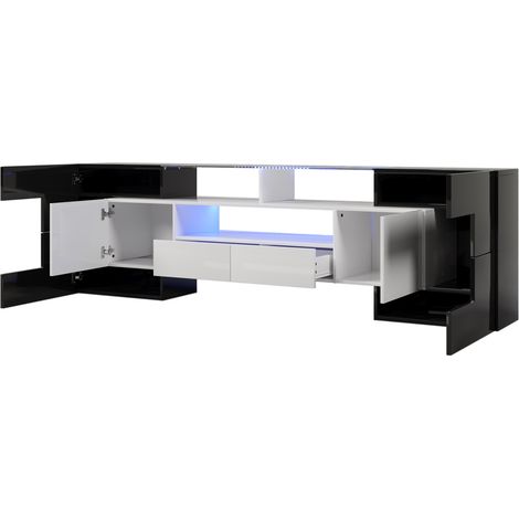 GagaMeuble TV LED 200 cm blanc noir (1/5)