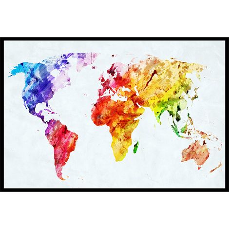 Affiche encadrée carte du monde aquarelle (1/5)