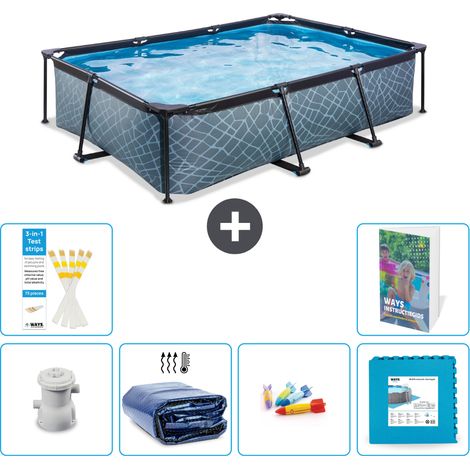 Exit Pool Rechteckig - Steinoptik - 300x200x65 cm - 7-teilig S229