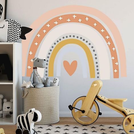 Grands autocollants muraux arc-en-ciel, décoration murale arc-en-ciel bohème pour filles, enfants, chambre à coucher, salle de classe, crèche, fête d'anniversaire de Noël (1/5)